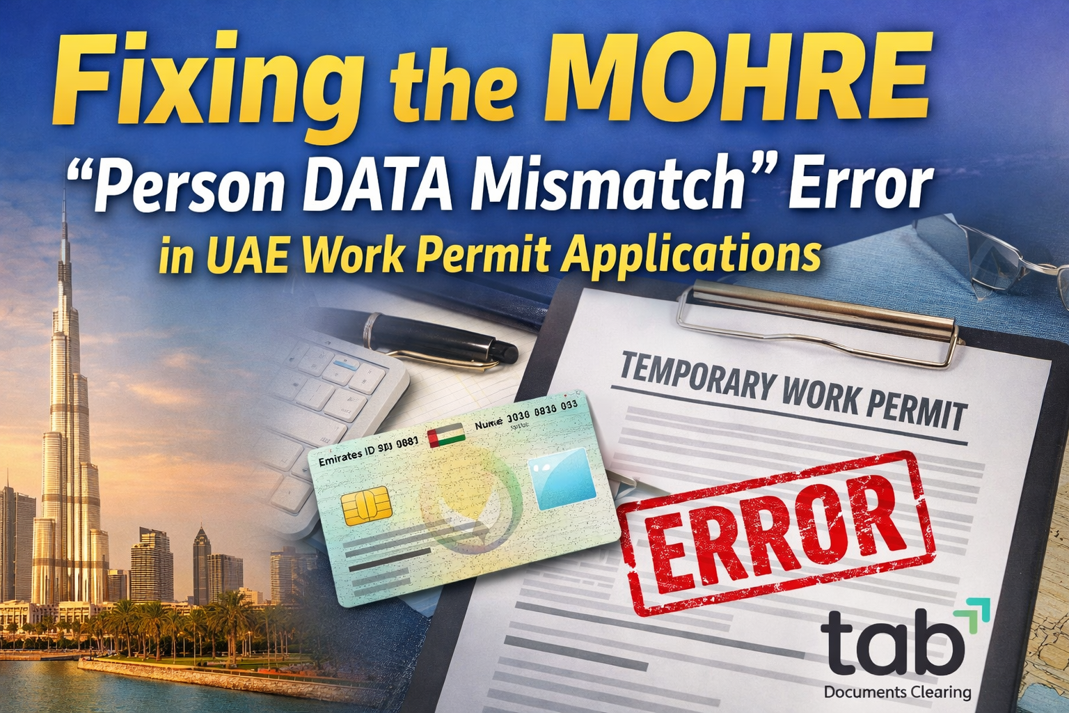 Temporary Work Permit UAE: How to Fix MOHRE “Person DATA Mismatch” Error (Emirates ID Update Required)